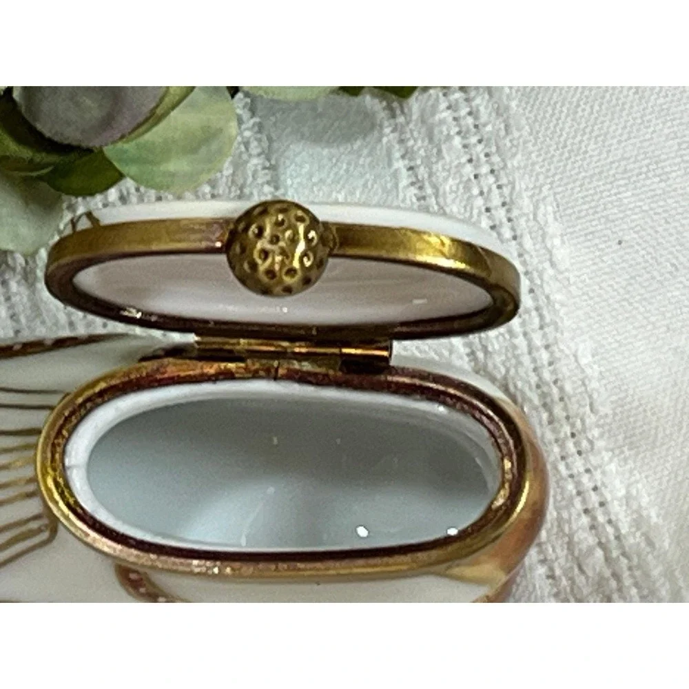 Limoges Peint Main Hand Painted golf shoe trinket box France